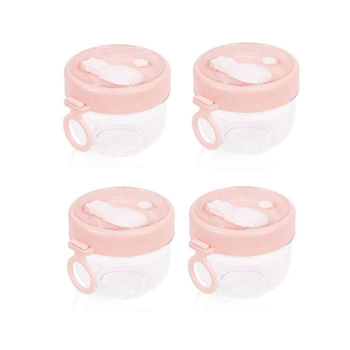 4 Pcs Overnight Oats Container with Lids and Spoons, 20 Oz Oats Jars Container for Milk, Fruit And