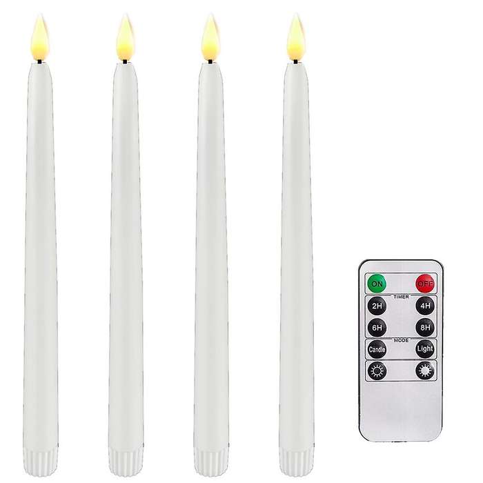 4 Pcs Remote Flameless Candlesticks,timer Battery Operated Led Taper Candles for ,wedding Decoratio