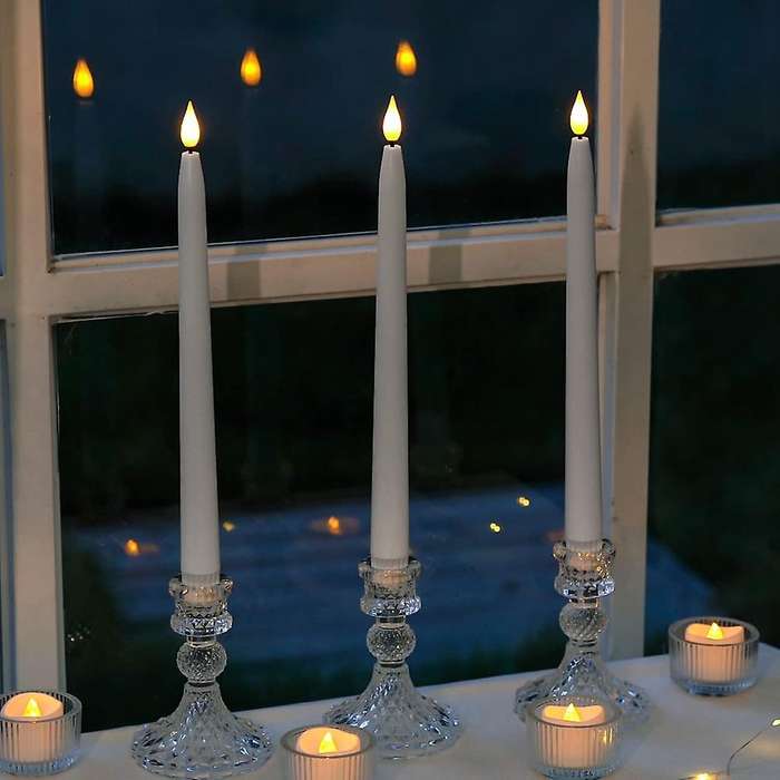 4 Pcs Remote Flameless Candlesticks,timer Battery Operated Led Taper Candles for ,wedding Decoratio