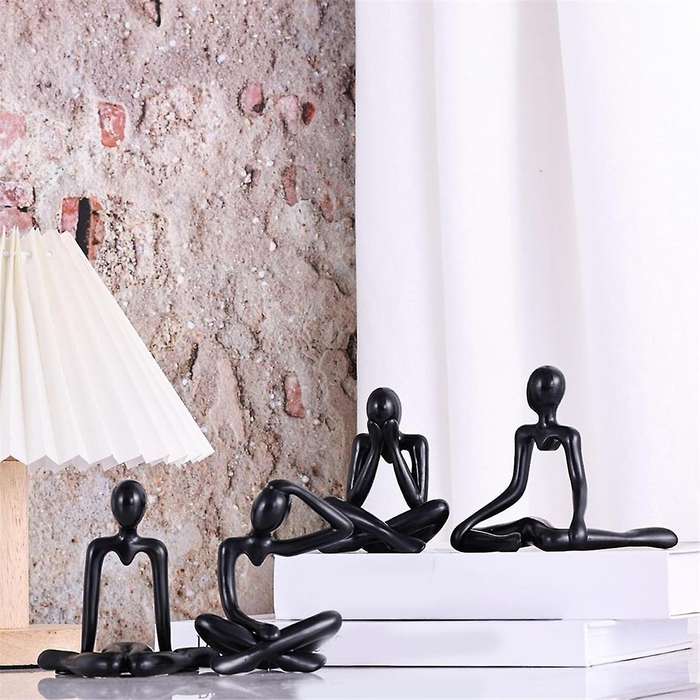 4 Pcs Thinkers Statue, Bookshelf Decor Black Thinkers Statue Figurines-, Abstract Art Sculptures