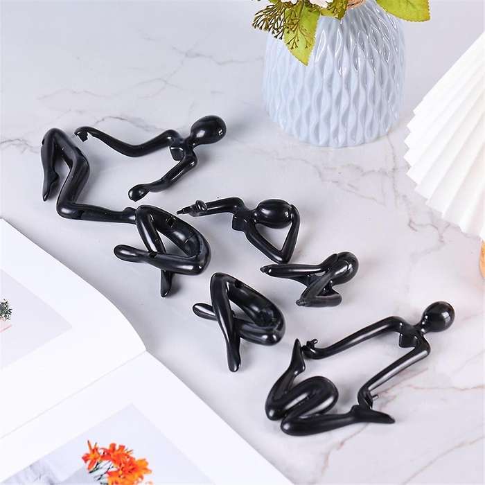 4 Pcs Thinkers Statue, Bookshelf Decor Black Thinkers Statue Figurines-, Abstract Art Sculptures