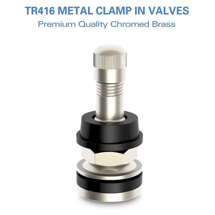 4 Pcs TR416 Metal Valve Stems Outer Mount Fits .453 & .625Inch Rim Holes Long 1 1/2Inch , Silver