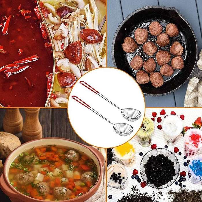 4 Pcs Wire Skimmer Strainer,Stainless Steel Skimmer Spoon,Mesh Colander with Long Handle for Hot Pot