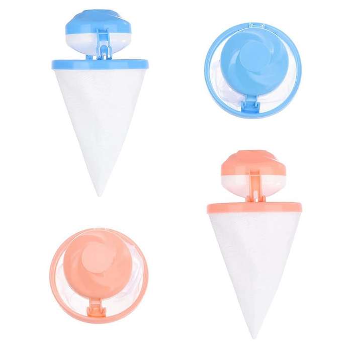 4 Pcs Washing Machine Hair Remover Floating Plastic Clothing Decontamination Hair Filter Blue Orange