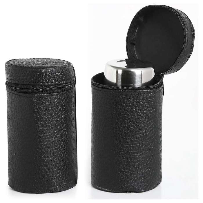 4 Pieces 170Ml (5.7 Oz) Stainless Steel Shot Cups Shot Glass Drinking with One Black PU-Leather Carr