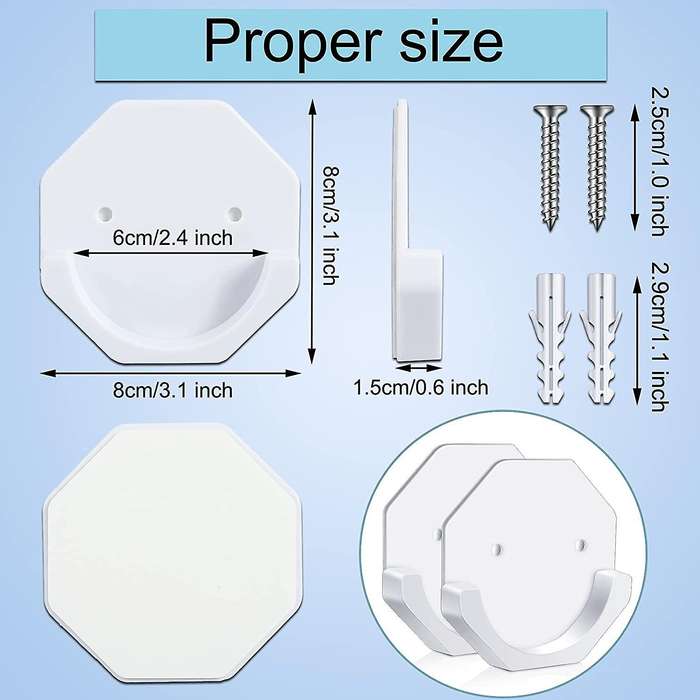 4 Pieces White Shower Rod Wall Mount Holder Shower Curtain Rod Mount Holder Adhesive Shower Rod Reta
