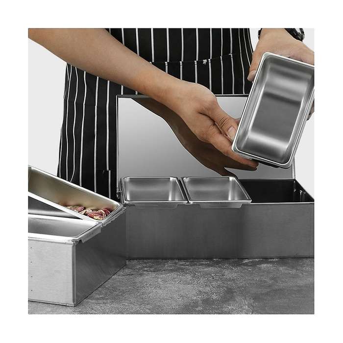 4 Section Seasoning Box Stainless Steel Ingredients Box Cheese Sauce Salt Sugar Box Spice Jar Bakin