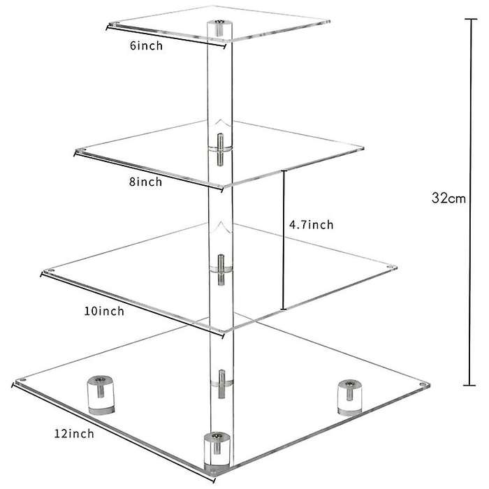 4 Tier Cupcake Stand Acrylic Cupcake Display Stand Dessert Serving Towers with LED Light for Wedding