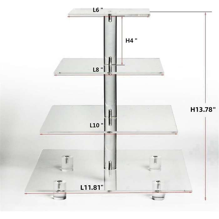 4 Tier Acrylic Cupcake Stand,square Cupcake Display Stand for Birthday, Baby Shower, Tea Party and W