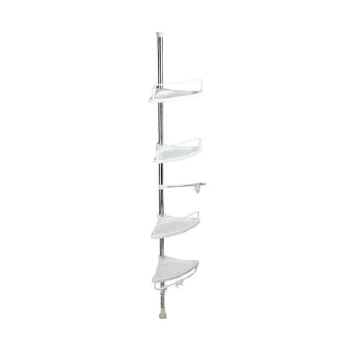 4 Tier Shower Organizer Shelf Corner Bathroom Organizer Shower Corner Stand Floor to Ceiling Tensio