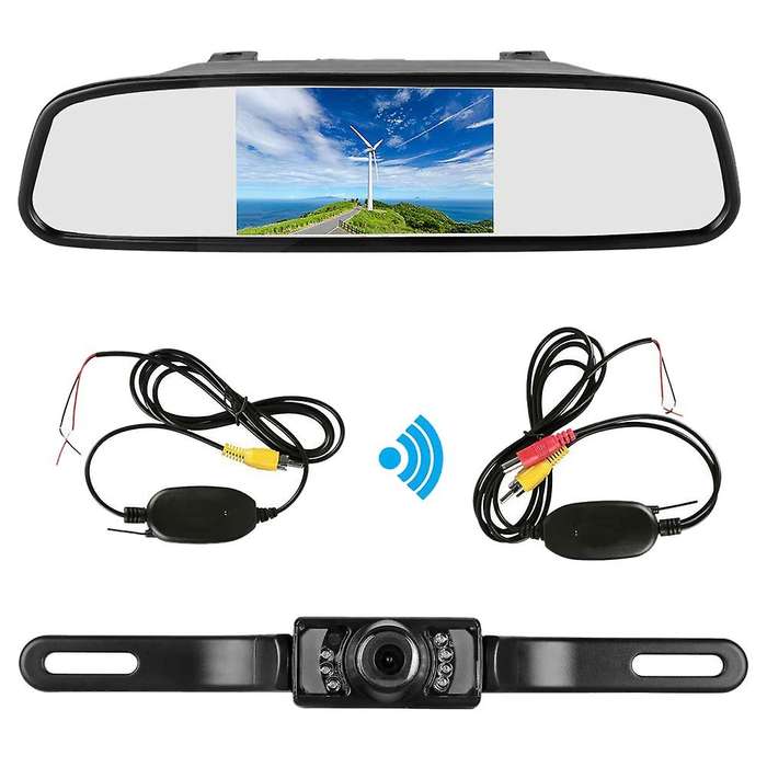 4.3 Inch Car Tft Lcd Mirror Monitor Wireless Reverse Car Rear View Backup Camera Kit (Black)