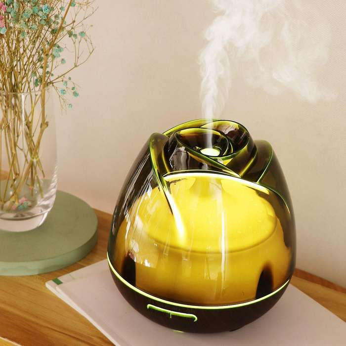 400ML Electric Air Humidifier Essential Aroma Oil Diffuser Ultrasonic Rose Humidifier Mist Maker LED