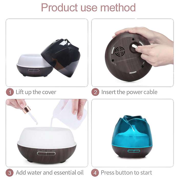 400ML Electric Air Humidifier Essential Aroma Oil Diffuser Ultrasonic Rose Humidifier Mist Maker LED