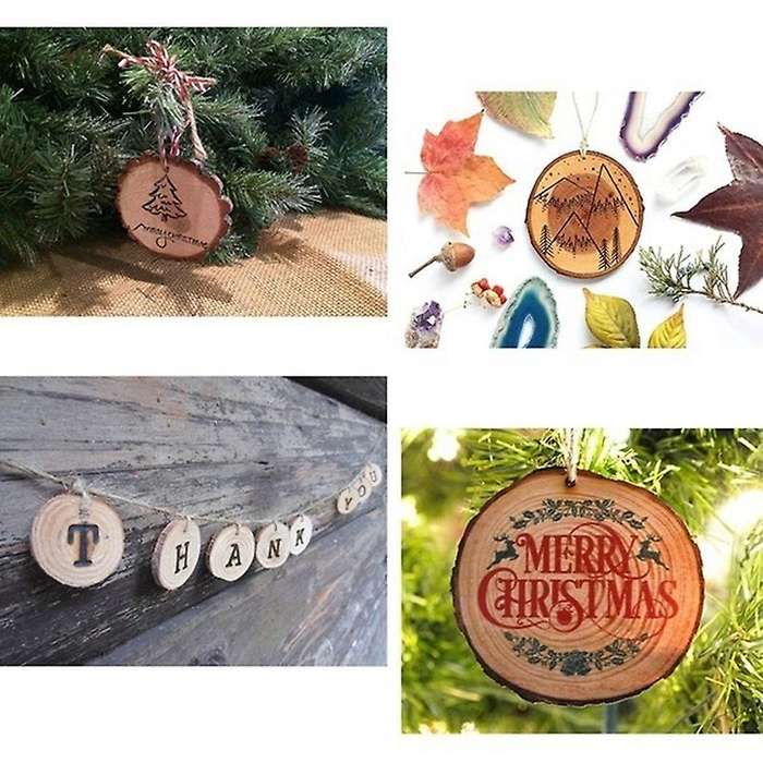 40pcs 3-4cm Unfinished Natural Round Wood Slices Circles with Tree Log Discs for Home Party Decorat