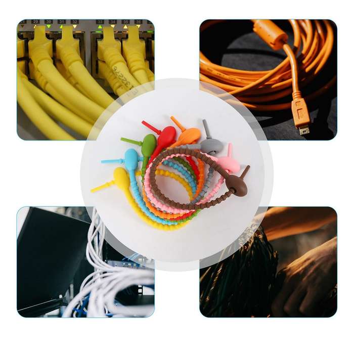 40pcs Colorful Silicone Ties Bag ,cable Straps, Bread Tie, Reusable Rubber Twist Tie, All-purpose S