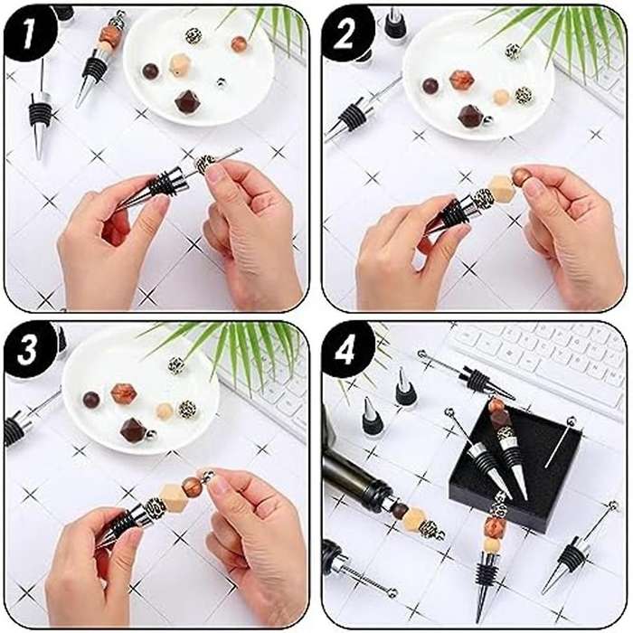 40pcs Beaded Wine Stoppers for Wine Bottle Decoration Beaded Wine Stoppers Reusable Alloy Wine Keepe