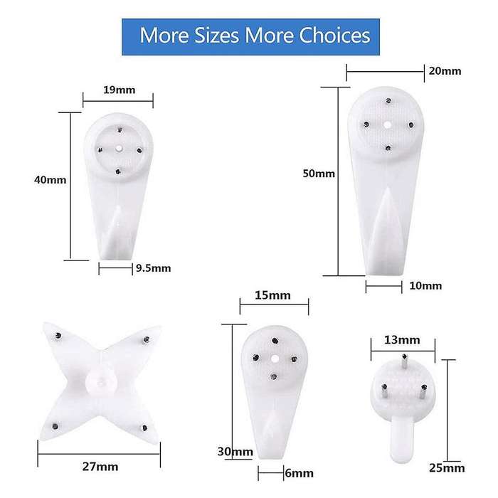 40Pcs Invisible Nail Screws Wall Hooks Picture Hangers Traceless Photo Hook Multi Function Picture P