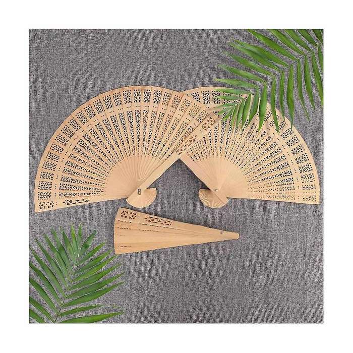 40pcs Wooden Hand Fans,8 Inch Foldable Wedding Hand Fans with Engraving,perfect for Birthdays,home D