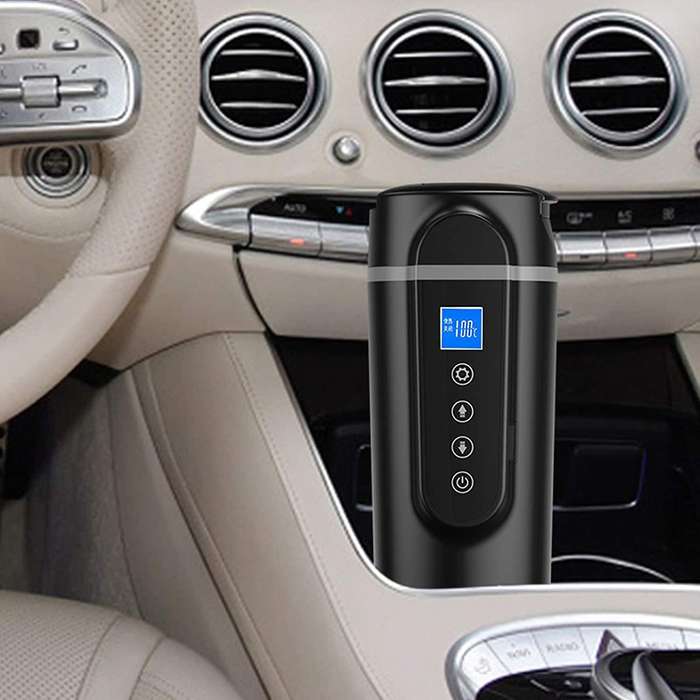 420Ml Stainless Steel Car Heating Cup 12V/24V LCD Display Electric Water Cup Portable Kettle Coffee