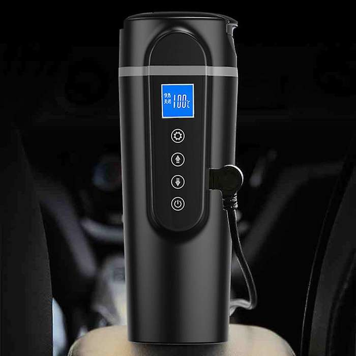 420Ml Stainless Steel Car Heating Cup 12V/24V LCD Display Electric Water Cup Portable Kettle Coffee