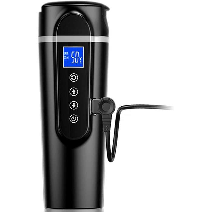 420Ml Stainless Steel Car Heating Cup 12V/24V LCD Display Electric Water Cup Portable Kettle Coffee