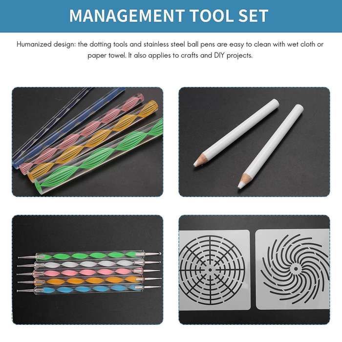 45 Pcs Mandala Dotting Tools Set, Stencil Painting Arts Supplies Tools Kits Including Stencil Templ