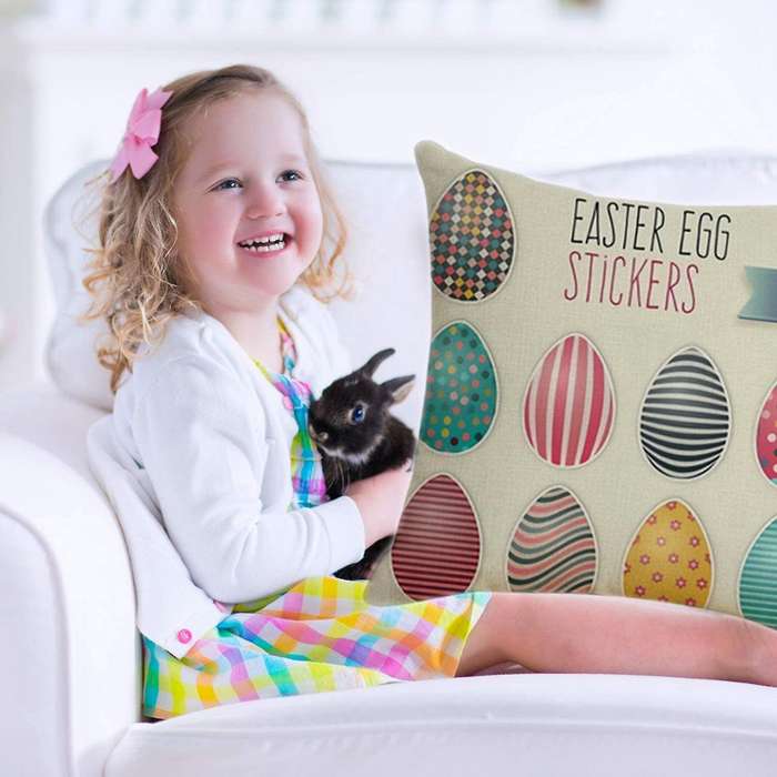 45X45cm Easter Egg Printed Pillowcase for Sofa Linen Pillow Case Decoration Home Room Office Car Thr