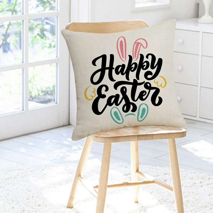 45X45cm Happy Easter Decor Pillow Case Easter Rabbit Ears Cushion Cover Decoration Sofa Living Room