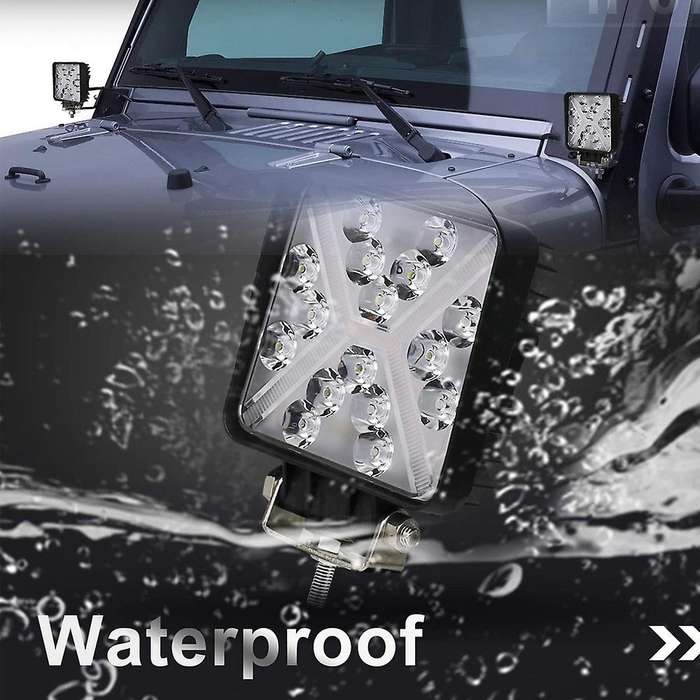 46W Square Work Light Flood LED Amber Fog Lights Driving Light Strobe Light for Truck ATV UTV SUV Bo