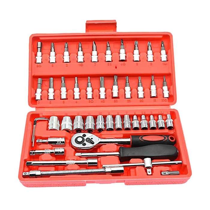 46-piece Sleeve Combination 1/4 Ratchet Wrench Screwdriver Socket Sliding Rod Square Joint Universal