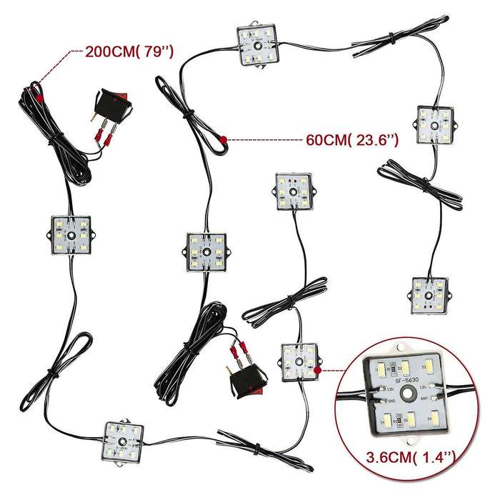 48 Led Dc12V Low Consumption High Bright Interior Light for Car Van Rv Interior Trailer Boat Cargo