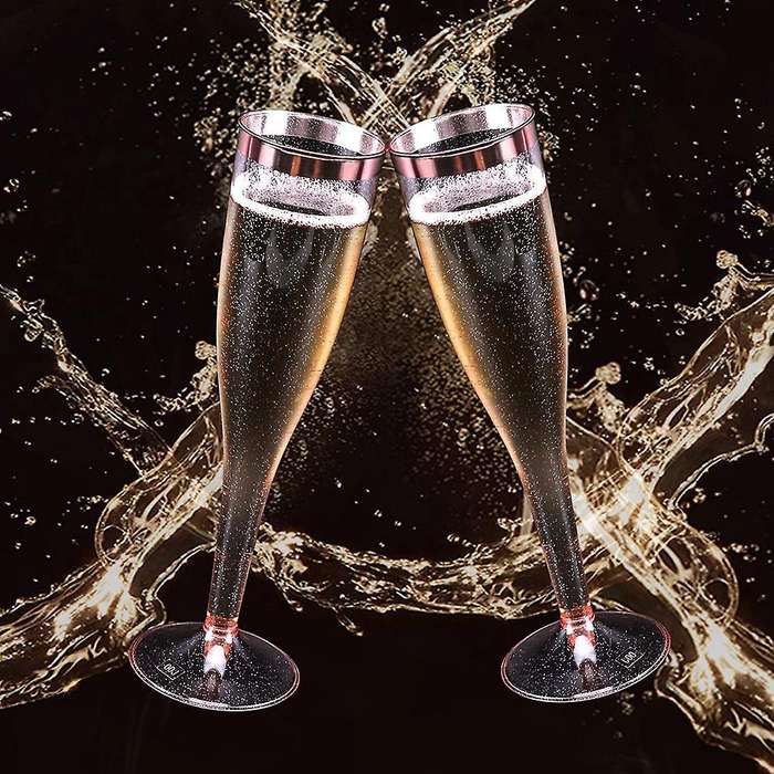 48 Plastic Disposable Champagne Glass for Wedding, Toasting, Champagne Glasses for Parties or Any Oc