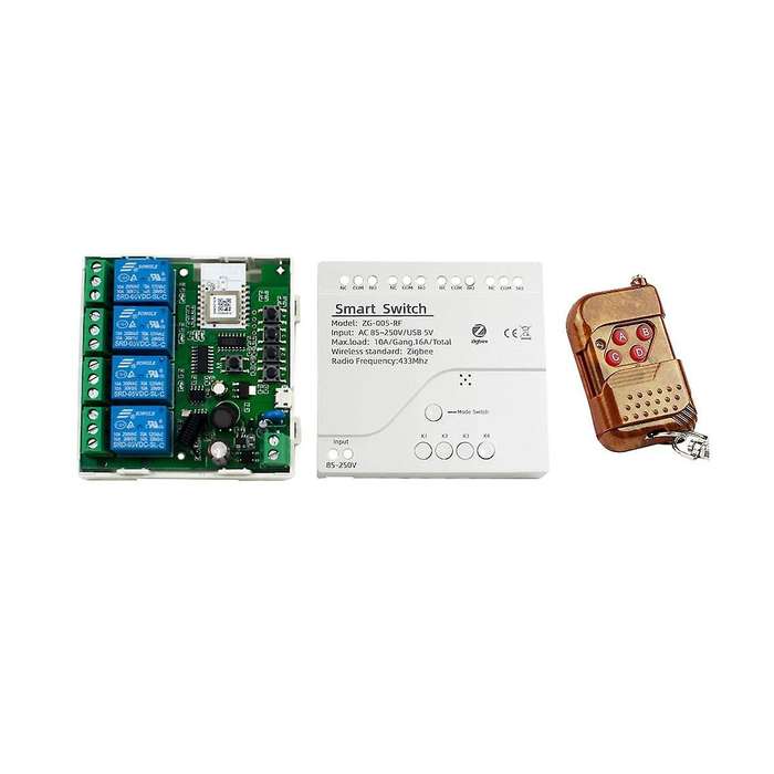 4CH Tuya Zigbee Smart Switch Module+Remote 85-250V Relay Smart Home Works with Gateway for Alexa Goo