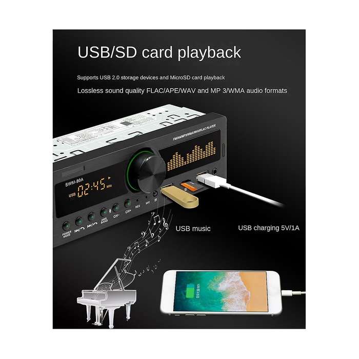 4channel 60w Bluetooth Car Radio Car Mp3 Player Multifunction Plug-in U Disk Car Radio with Multi-co
