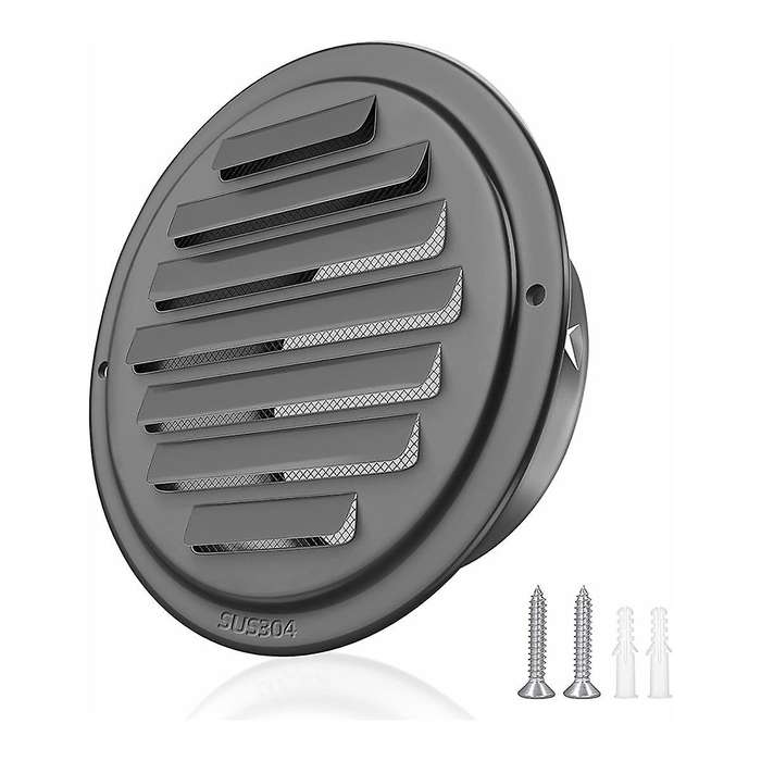 4inch 304 Stainless Steel Air Vents, Louvered Grille Cover Vent Hood Flat Ducting Ventilation Air V
