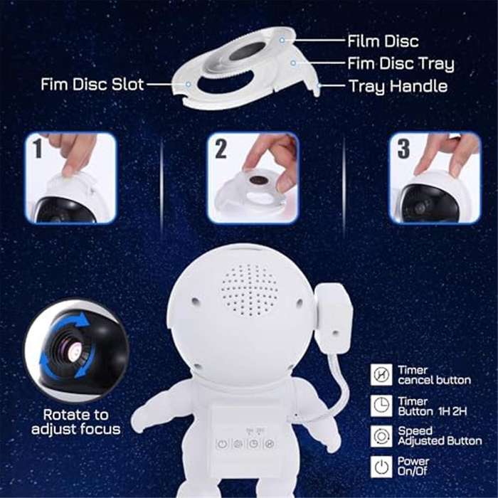 4k Hd Star Projector Galaxy Light, Astronaut Galaxy Projector for Bedroom, Night Light, Gifts for Ch
