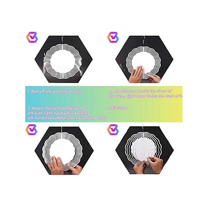 4pack 10inch Sublimation Wind Spinner Blanks & 4 Gazing Ball Spiral ,diy Round Cut Wind Spinners Fo