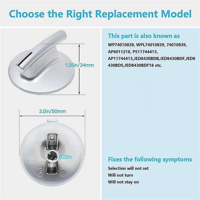 4-Pack 74010839 Surface Burner Knob Replacement Parts for Jenn Stove/Stove - Replaces WP74010839, 7