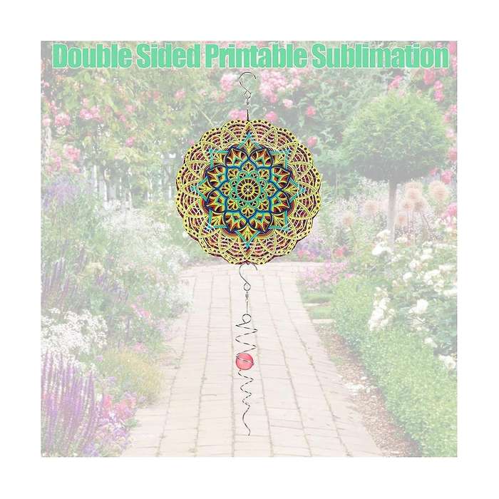 4pack 8 Inch Sublimation Wind Spinner Blanks,with 4 Gazing Ball Spiral Tail, Outdoor Wind Spinners