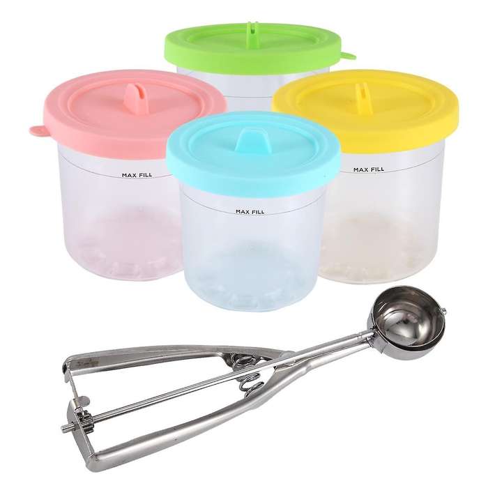 4pack for Ninja Ice Cream Pint Cups Nc299amz Nc300s Series Ice Cream Maker Replacement Storage Jars