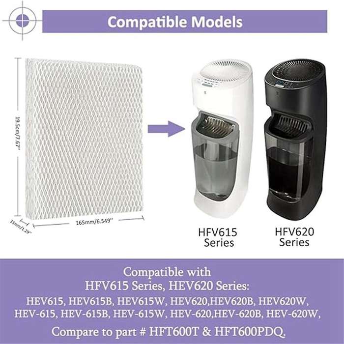 4pack Hft600 Filter T Humidifier Wicking for -top Fill Tower Humidifier Hev615, Hev620,hft600pdq