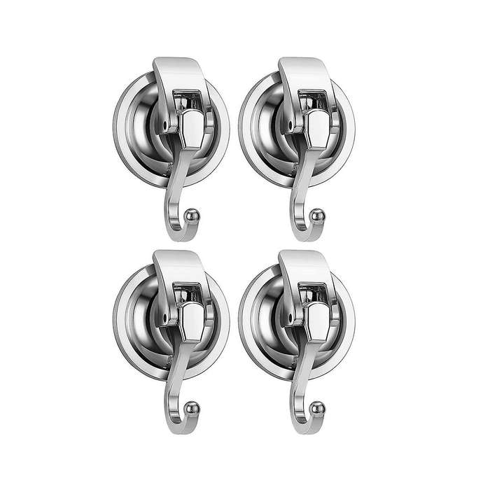 4pack Heavy Duty Vacuum Suction Cup Wreath Hanger Silver-plated Plished Hooks Reusable without Punc