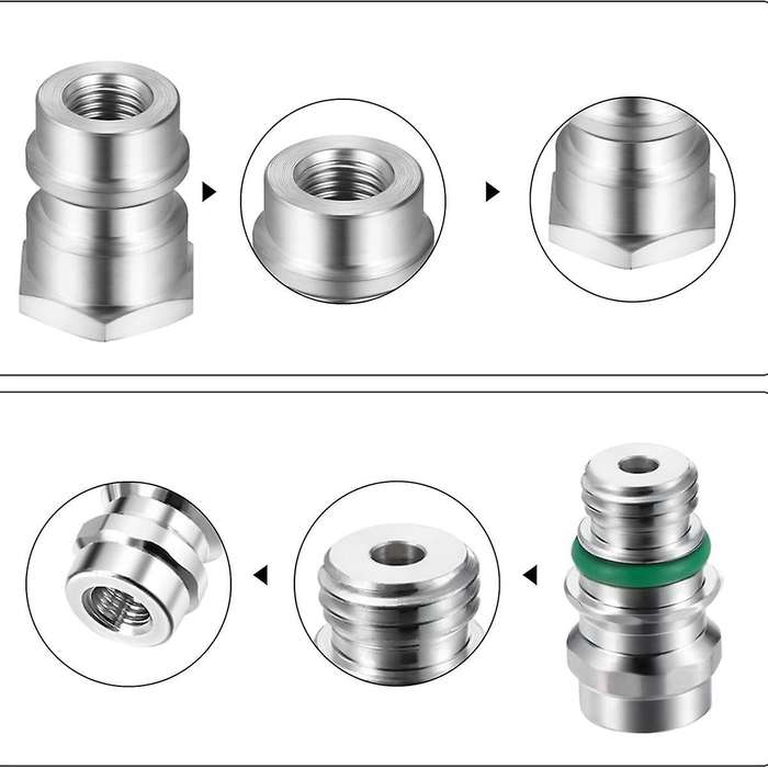 4pc VA-LH11 A/C R-12 to R-134a Retrofit Conversion Adapter Fitting for 1/4 SAE Thread Low High Side
