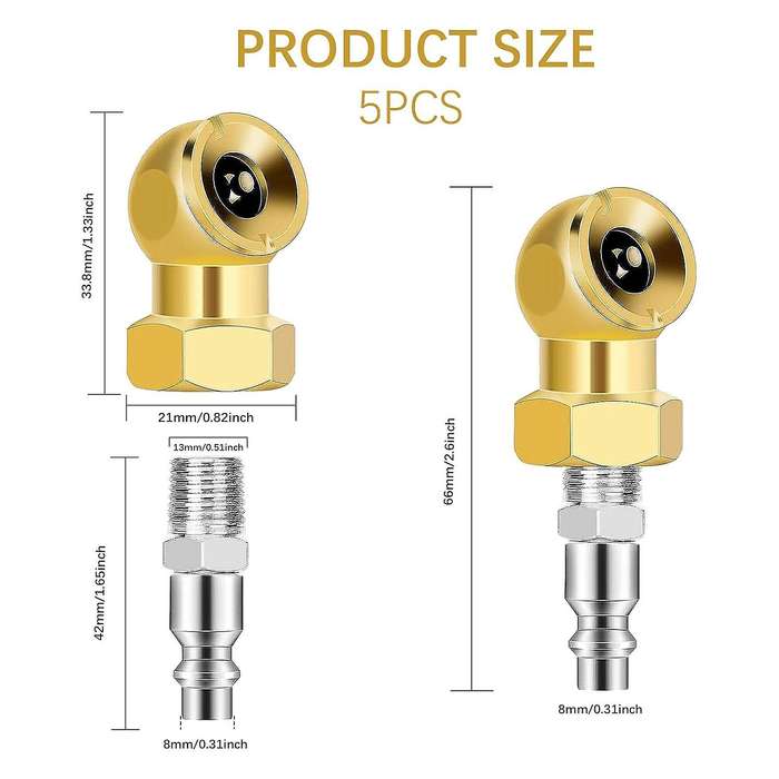4pcs 1/4inch Air Chuck Tire Pressure Caps Portable Air Chuck Closed Brass Ball Inflator for Inflator