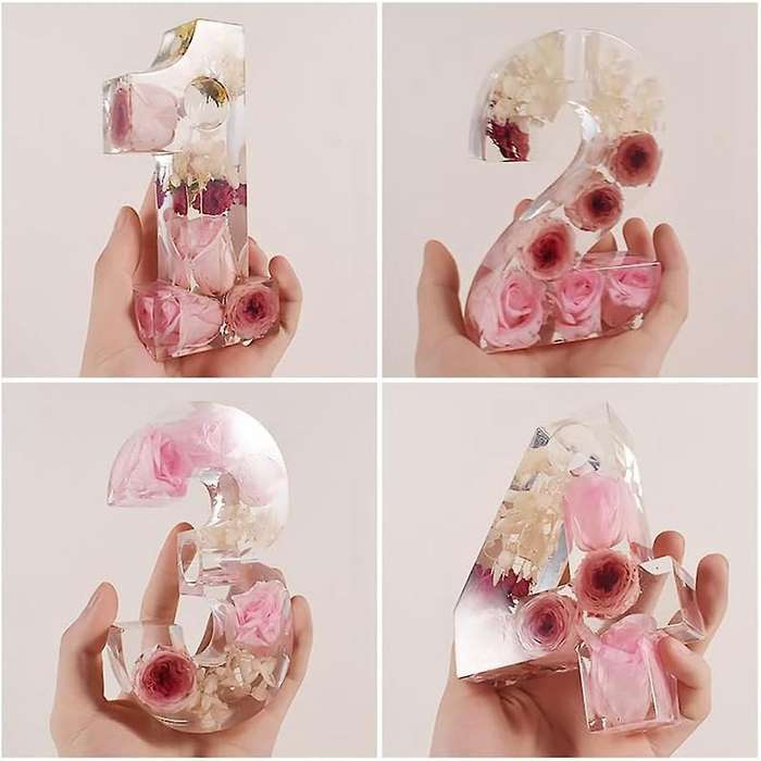 4PCS 1-4 Number Mould, DIY Silicone Mould, 3D Handmade Candle Holder Moulds, Plaster Mould, Candle H