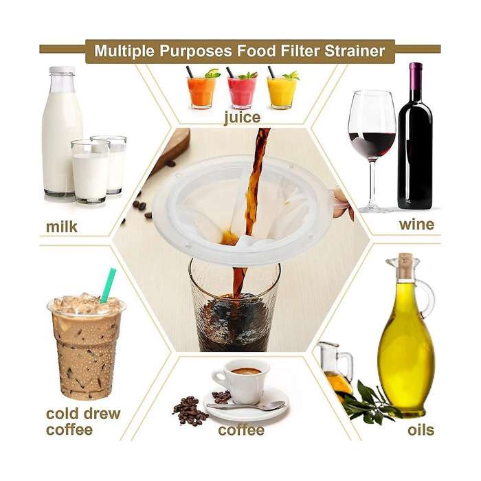 4Pcs 200 Mesh Food Filter Strainer Sieve Fine Mesh Nylon Mesh Colander Plastic Mesh Sieve for Filter