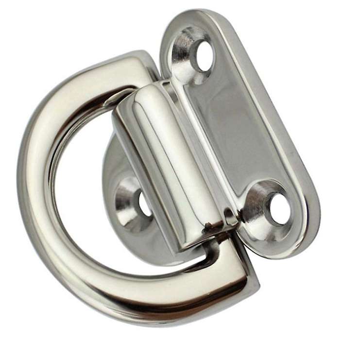 4PCS 316 Stainless Steel D Ring Deck Folding Pad Eye Lashing Tie Down Cleat for Yacht Motorboat Truc
