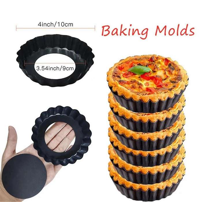 4Pcs 4In/10cm Mini Pie Muffin Cupcake Pans Non-Stick Tart Quiche Flan Pan Mold Removable Loose Botto