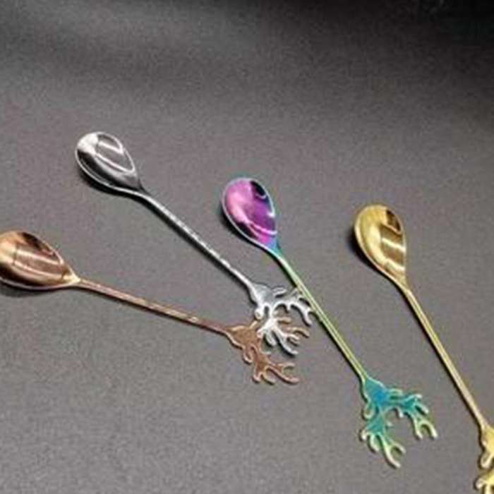 4Pcs Antlers Shape Stainless Steel Coffee Spoon Dessert Spoon Ice Christmas Antlers Tea Tiny Stirrin