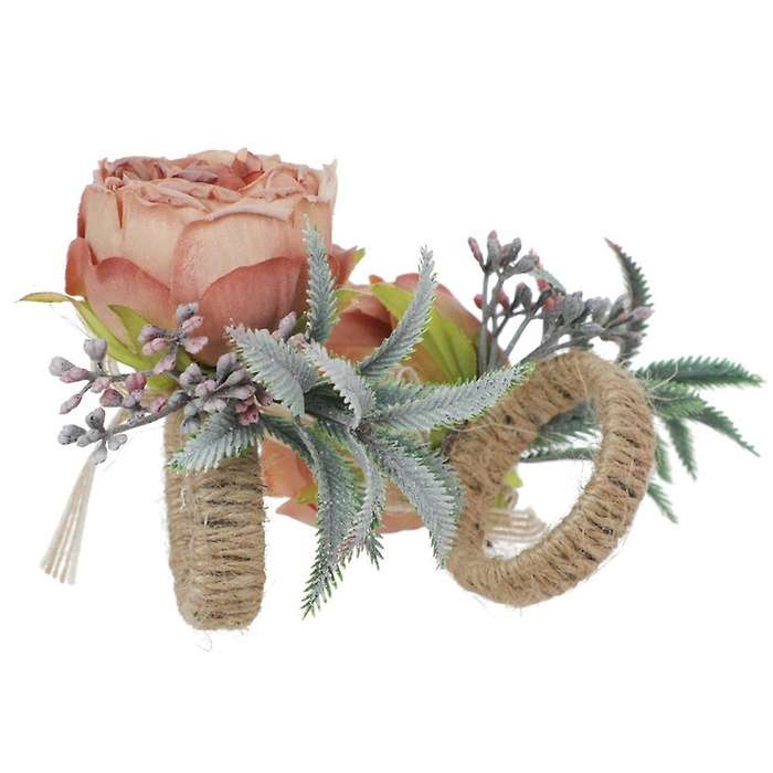 4pcs Artificial Flower Napkin Ring Flower Towel Napkin Buckle Holder Napkin Buckle Party Table Deco
